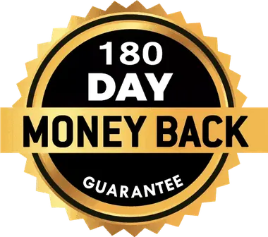 Mindoxa 180 day money back guarantee badge